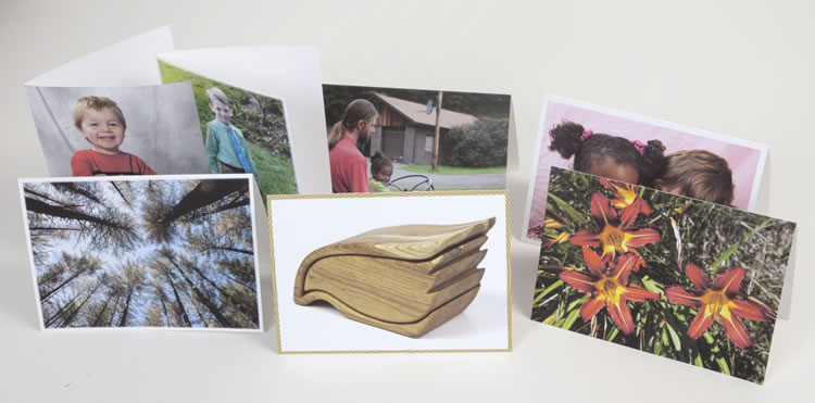 Greeting cards with a variety of borders and orientation